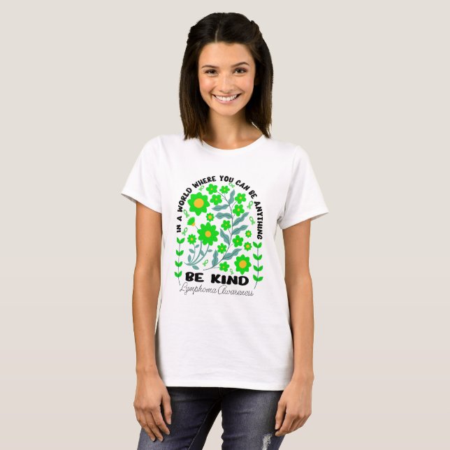 Boho Floral Lymphoma Be Kind T-Shirt (Front Full)