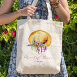 Boho floral maid of honour name  tote bag<br><div class="desc">Rustic bohemian elegant calligraphy script floral hat maid of honour or bridesmaid tote bag gift. Easy to personalise with your text!</div>