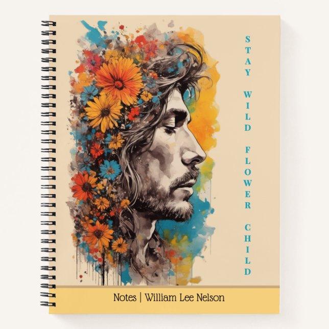Boho Floral Male Profile Journal / Notebook (Front)