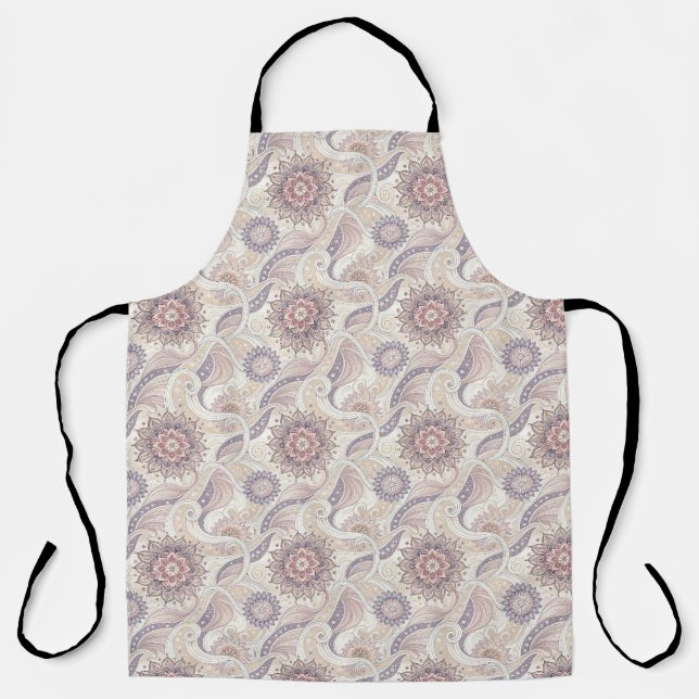 Boho Floral Mandala Spiritual Design Pattern Apron (Front)