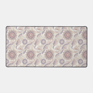 Boho Floral Mandala Spiritual Design Pattern Desk Mat