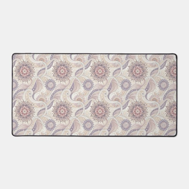 Boho Floral Mandala Spiritual Design Pattern Desk Mat (Front)