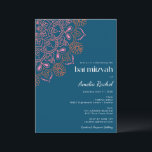 Boho Floral Mandala Teal Blue Bat Mitzvah Invitation<br><div class="desc">Boho Floral Mandala Teal Blue Bat Mitzvah Invitation</div>