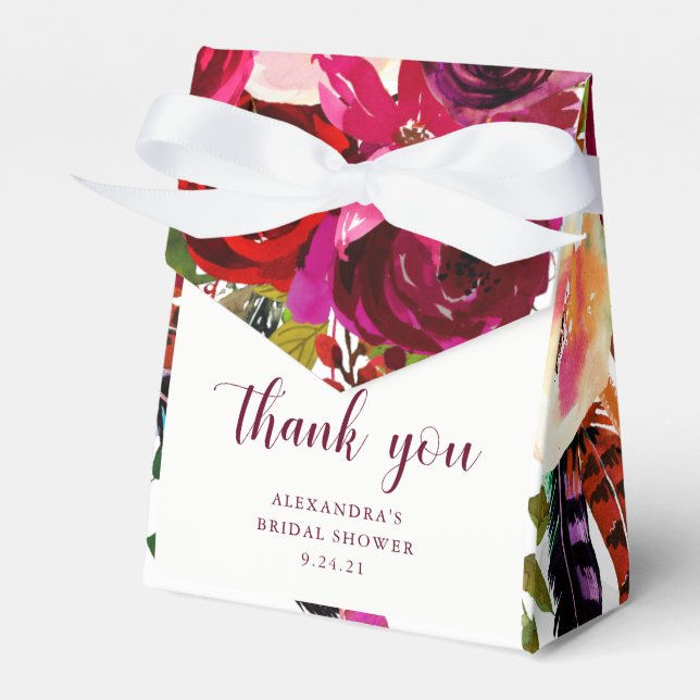 Boho Floral | Marsala Thank You Favour Box (Front Side)