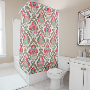 Boho Floral Medallion Pattern Shower Curtain