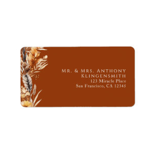 Boho Floral Minimal Brown Orange Grey Label