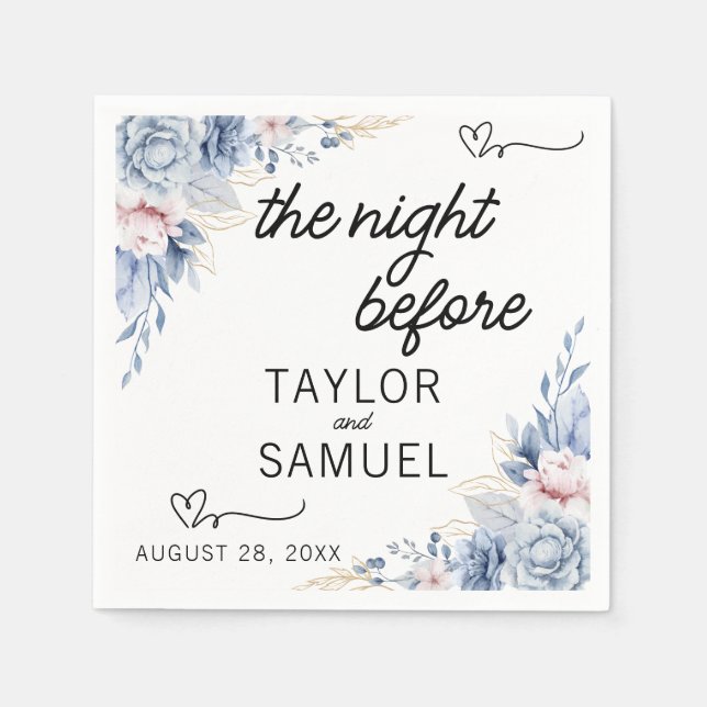 Boho floral Minimalist Wedding Cocktail  Napkin (Front)