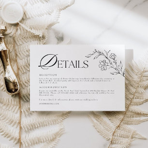 Boho Floral Modern Minimalist Wedding Details Enclosure Card