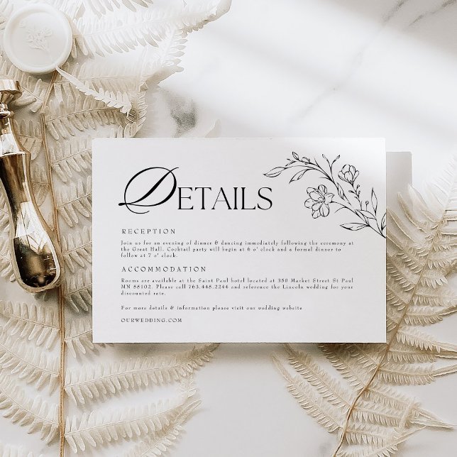 Boho Floral Modern Minimalist Wedding Details Enclosure Card (Creator Uploaded)