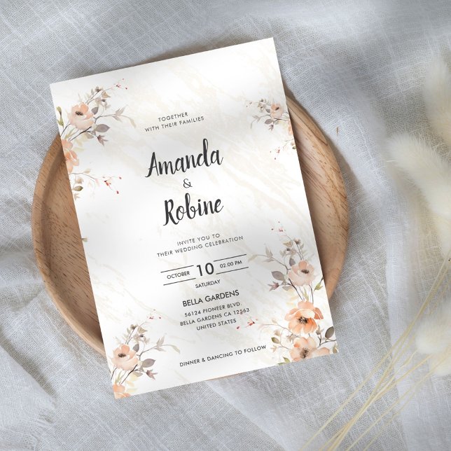 Boho Floral Modern Wedding Invitation (Creator Uploaded)