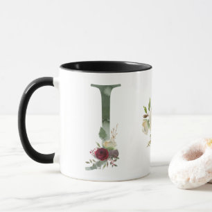 Boho Floral Monogram J Coffee Mug