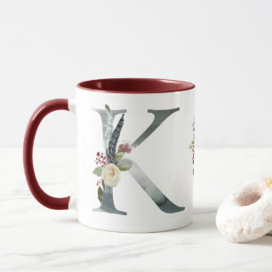 Boho Floral Monogram K Coffee Mug