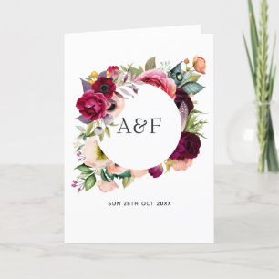Boho Floral Monogram Wedding Program
