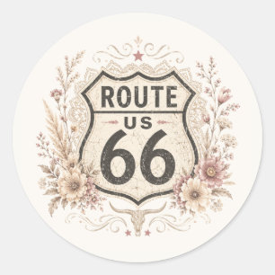 Boho Floral Mother Road Decal Classic Round Sticker