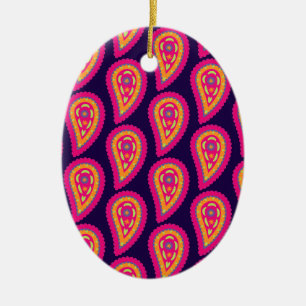Boho Floral Motif Ceramic Ornament