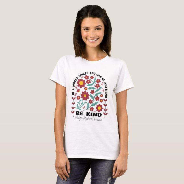 Boho Floral Multiple Myeloma Be Kind T-Shirt (Front Full)