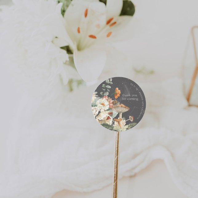 Boho Floral Mushroom Botanical | Baby Shower  Classic Round Sticker (Creator Uploaded)