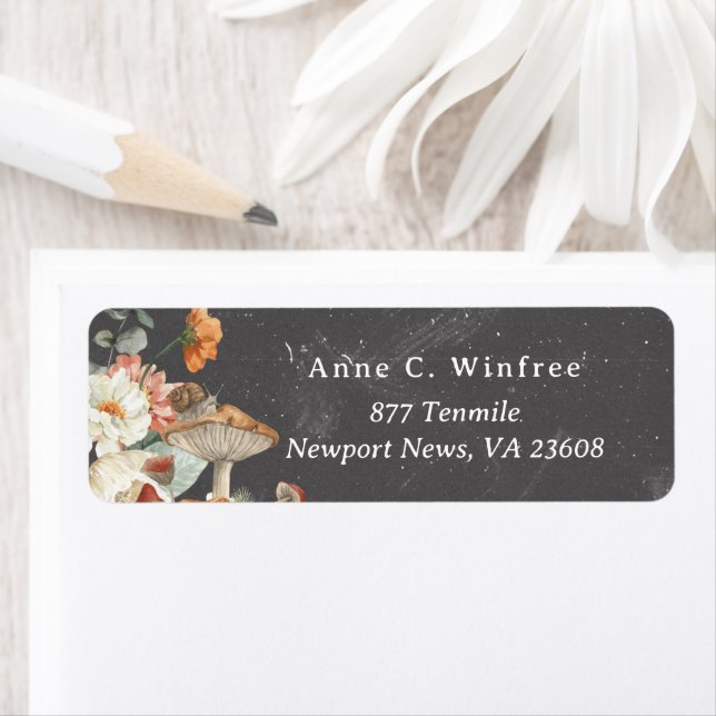 Boho Floral Mushroom Botanical | Return Address Label (Insitu)