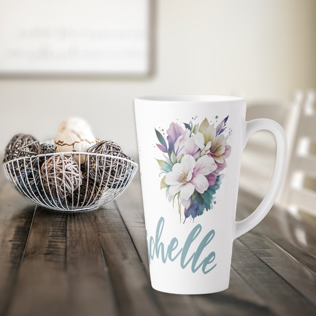Boho Floral Name Latte Mug (Creator Uploaded)