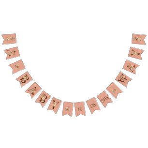 Boho Floral on Textured Pink Baby Shower  Bunting