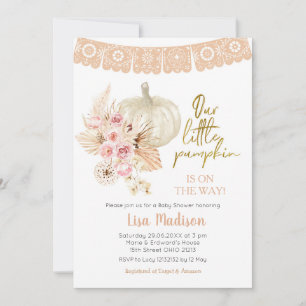 Boho Floral Our Little Pumpkin Baby Shower Girl  Invitation