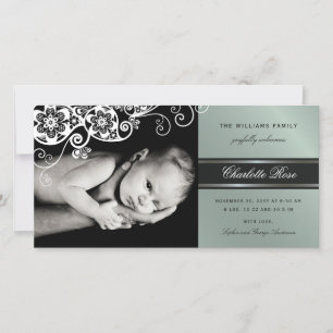 Boho Floral Paisley Elegant Birth Announcement