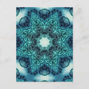 Boho floral paisley turquoise teal mandala henna postcard