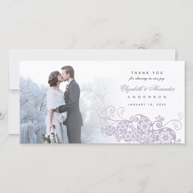 Boho Floral Paisley Wedding Thank You Photo Card (Front)