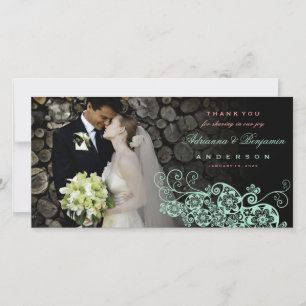 Boho Floral Paisley Wedding Thank You Photo Card