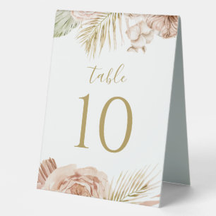 Boho Floral, Palm and Pampas wedding Table Number