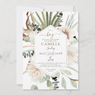 Boho Floral Palmetto Leaves eucalyptus Invitation