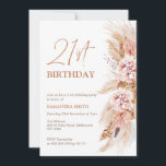 Boho Floral Pampas Grass 21st Birthday Invitation<br><div class="desc">Boho Floral Pampas Grass 21st Birthday Invitation Looking for a bohemian inspired 21st birthday invitation? This blush and natural tones bridal shower invitation features a floral arrangement with pampas grass on the side. Please note the heading is an faux rose gold image not a font so it can't be altered...</div>
