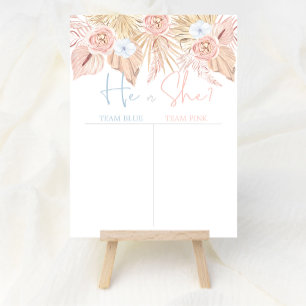 Boho Floral Pampas Grass Baby Gender Reveal Vote Poster