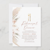 Boho Floral Pampas Grass Cutlery Rehearsal Dinner