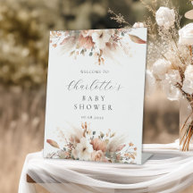 Boho Floral Pampas Grass Rose Welcome