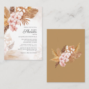 Boho Floral Pampas Grass Terracotta Baby Shower Card