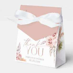 Boho Floral Pampas Rose Gold Thank You Favour Box