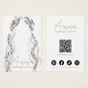 Boho Floral Pastel Wavy Hair Earrings Display Card
