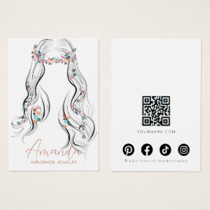 Boho Floral Pastel Wavy Hair Earrings Display Card
