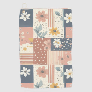 Boho Floral Patchwork in Terracotta and Sage Golf Towel