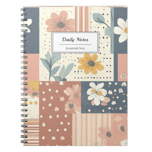 Boho Floral Patchwork in Terracotta and Sage Notebook