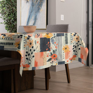 Boho Floral Patchwork Kitchen Tablecloth