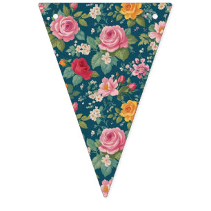 Boho Floral Patchwork Multi Flower Pattern Bunting