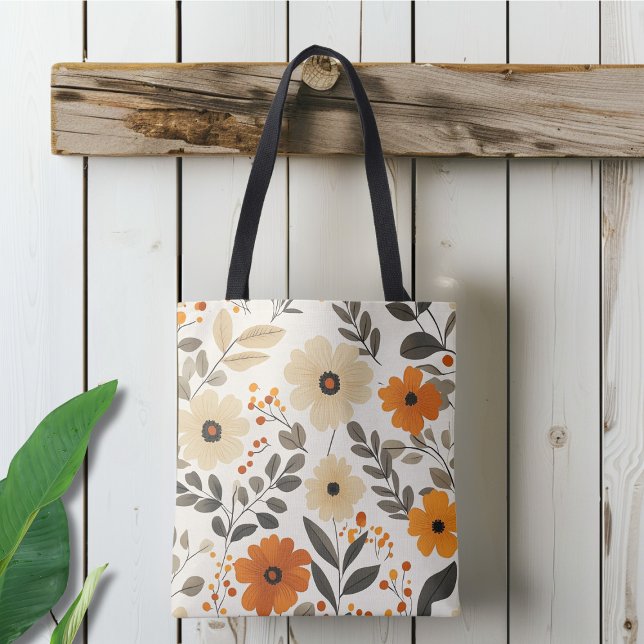 Boho Floral Pattern Tote Bag (Creator Uploaded)