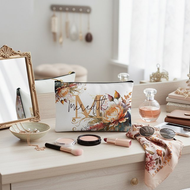 Boho floral personalised accessory pouch (Creator Uploaded)