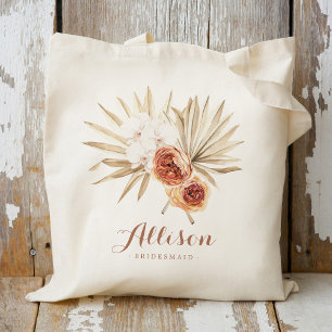 Boho floral Personalised Bridesmaid Tote Bag