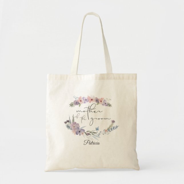 Boho Floral Personalised Mother of the Groom Tote Bag (Front)