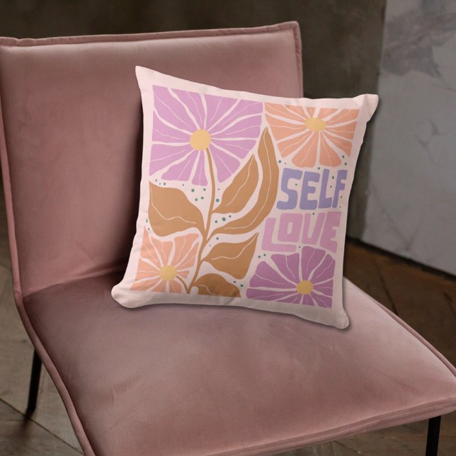 Boho Floral Pink Botanical Affirmation Pillow (Boho Floral Pink Botanical Affirmation Pillow
)