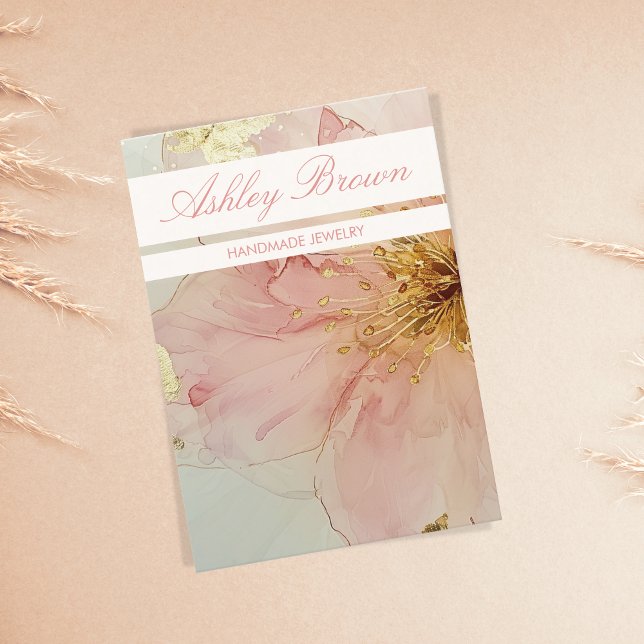 Boho Floral Pink Handmade Jewellery Earring Displa Business Card (Creator Uploaded)