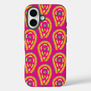 Boho Floral Pink Motif iPhone 16 Case
